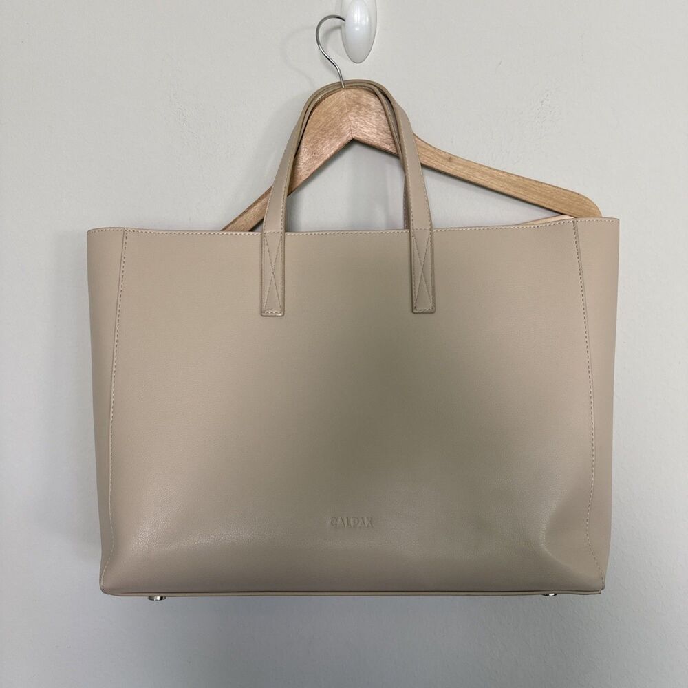 CALPAK Haven 16” Laptop Tote Bag Beige Structured Work Travel Purse NEW w/Tags